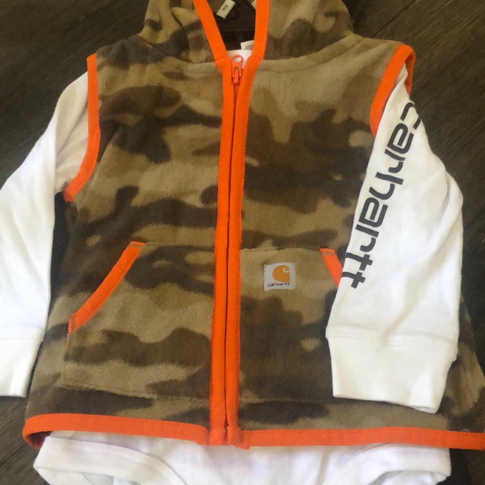 Carhartt pant, long sleeve and fleece vest, never worn, tags still on